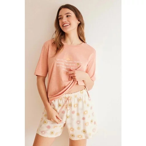 women'secret Pamučna pidžama WEEKLY SUNSHINE boja: ružičasta, pamučna, 3597371