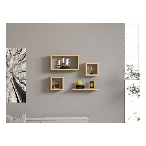 Hanah home Babi Sapphire Oak Zidna polica, 4 komada, Smeđa Cene