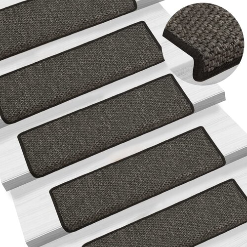 VidaXL Samolepilne preproge za stopnice sisal 15 kosov 65x25 cm antra. Slike