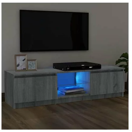  TV omarica z LED lučkami siva sonoma 120x30x35,5 cm