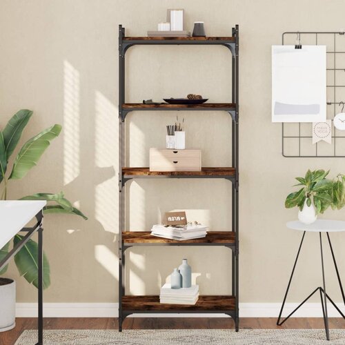 The Living Store Knjižna omara 5-nadstropna dimljen hrast 60x30x154 cm inž. les - Knjižna Omara, (21503038) Cene
