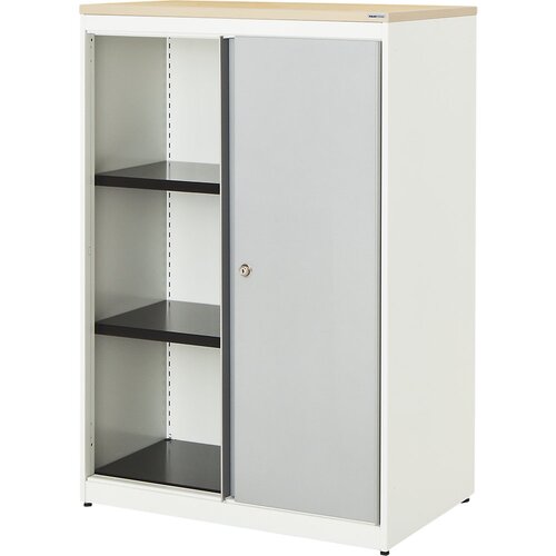 mauser Omara z drsnimi vrati, VxŠxG 1180 x 800 x 432 mm, plošča iz umetne mase, 2 polici, čista bela / aluminijasto siva / javor Cene