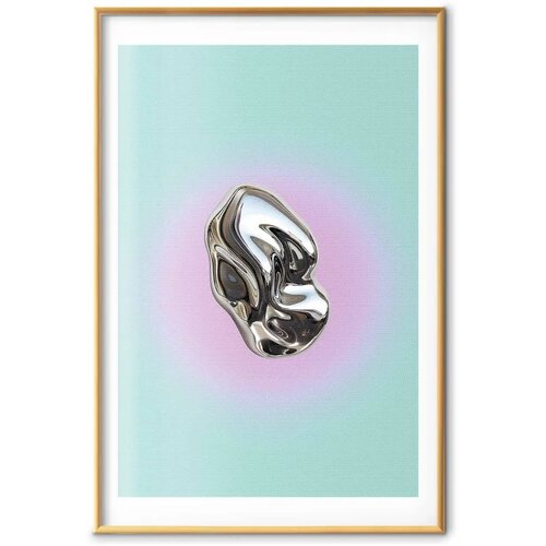  Plakat Metallic Form - abstract sculpture on a mint background with a purple halo 40x60 Cijene
