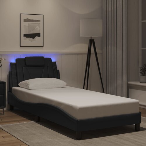 Furnova Posteljni okvir z LED lučkami črn 90x200 cm umetno usnje, (21936097) Slike