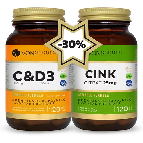  VonPharma Vitamin C & D3 + VonPharma Cink citrat 25 mg, paket