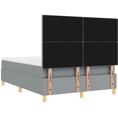  LED Box Spring Krevet Svijetlo siva 160 x 200 cm tkanina Slike