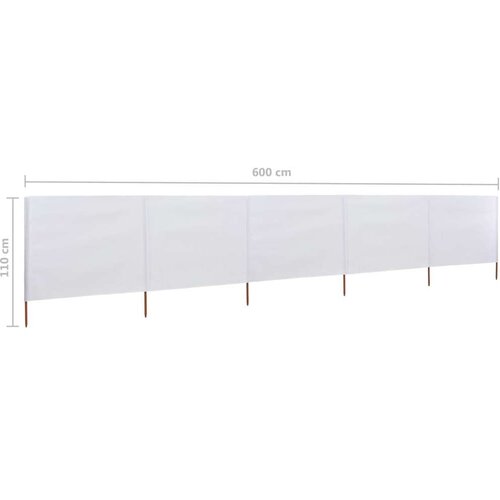  Vjetrobran s 5 panela od tkanine 600 x 80 cm pje&amp;scaron;čano bijeli Slike