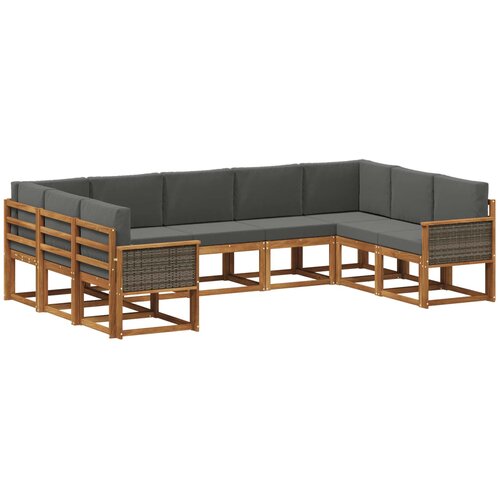 vidaXL Zunanja garnitura za sedenje 9 pcs Naravna in antracitna, (5000279524) Cene