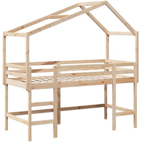 vidaXL Posteljni okvir z lestvijo in streho 90x200 cm borovina Cene