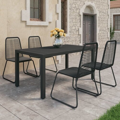 vidaXL 5-dijelni vrtni blagovaonski set od PVC ratana crni Cijene