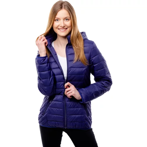Glano Ladies Quilted Jacket with Hood - navy