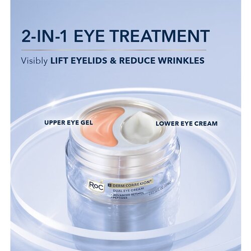 Roc Derm Correxion Dual Eye krema proti gubam za predel okoli oči 2 v 1 2x10 ml Slike