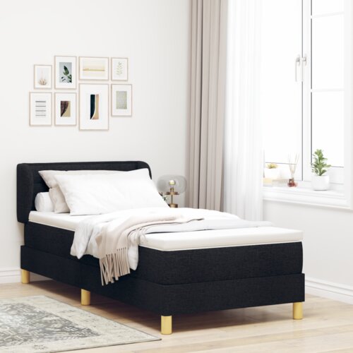 Box Spring Krevet s Madracem Crna 80x200 cm Tkanina Cijene