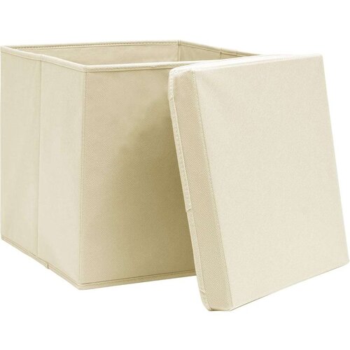 vidaXL Kutije za pohranu s poklopcima 10 kom krem 32x32x32 cm tkanina Cijene