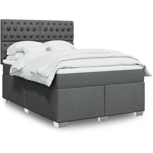 vidaXL Box spring posteljni z vzmetnico temno siv 140x190 cm blago Cene