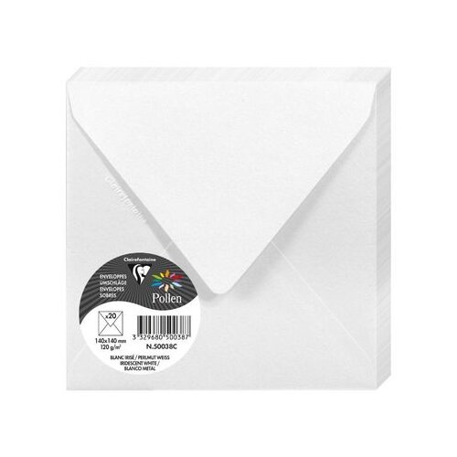 Clairefontaine kuverte Pollen 140x140mm 120gr perlasto bijele 1/20 Cijene