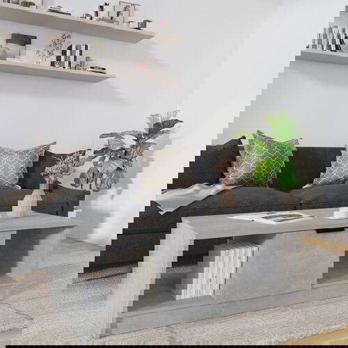 vidaXL Klubska mizica betonsko siva 102x50x36 cm konstruiran les Cene