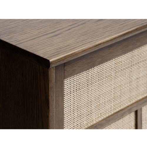 Unique Furniture Temno rjava nizka komoda v hrastovem dekorju z drsnimi vrati 180x80 cm Barrali &amp;ndash; Slike