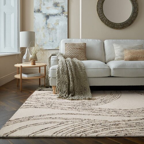 Flair Rugs Smeđi/krem vunen tepih 120x170 cm Abstract Swirl &amp;ndash; Slike