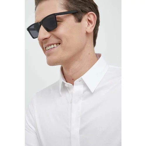 Armani_Exchange Košulja za muškarce, boja: bijela, slim, s klasičnim ovratnikom