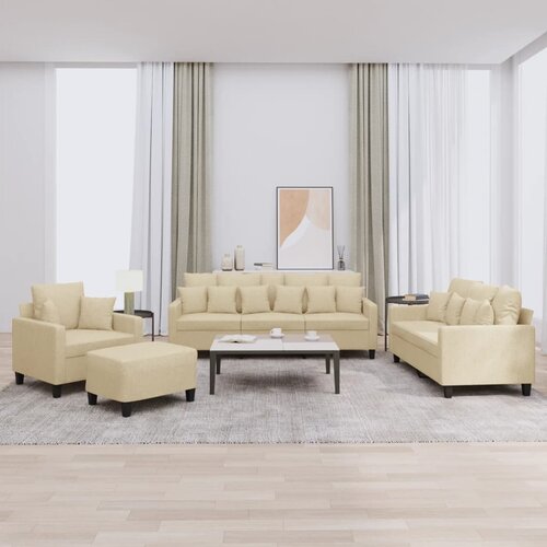 vidaXL 4-dijelni set sofa s jastucima krem od tkanine Cijene