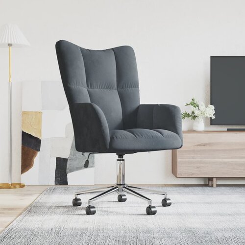 The Living Store Stol za sproščanje temno siv žamet - Stol Za Sproščanje, (21485332) Cene