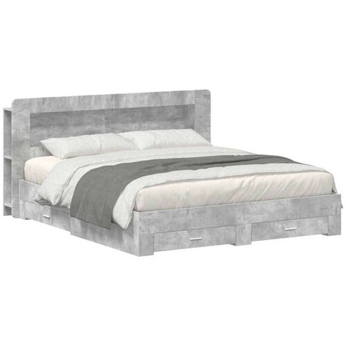  Okvir kreveta s pohranom Betonska siva 200 x 200 cm - Betonska siva 200 x 200 cm sa sredi&scaron;njom policom Cijene