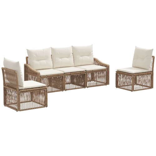 vidaXL Vrtna sedežna garnitura 5 pcs Bež poli ratan, (5000270807) Cene