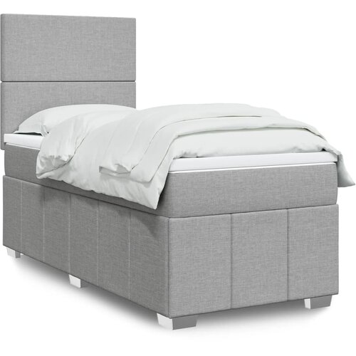 VidaXL Okvir kreveta s oprugama i madrac svjetlosivi 80x200cm tkanina Slike