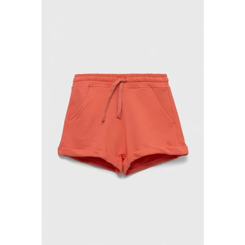 United Colors Of Benetton Dječje pamučne kratke hlače boja: narančasta, glatki materijal, podesivi struk
