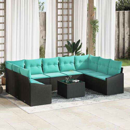  Set sofe 10 kom. Crna poliratan 289 x 178,5 x 85 cm Slike