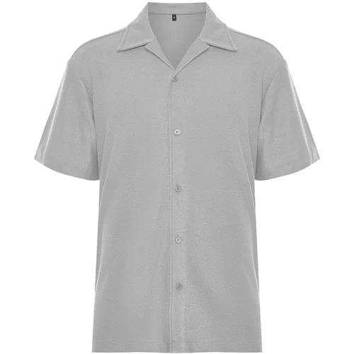 Trendyol Men's Gray Relaxed Fit Wide Collar Shirt