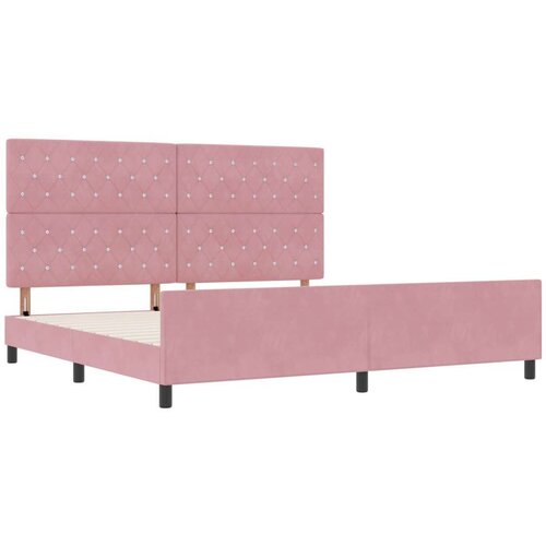 VidaXL Ružičasti Bar&amp;scaron;unasti Krevet S Okvirom 200x200 cm Slike