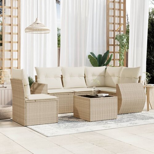 vidaXL 6-dijelni set vrtnih sofa s jastucima bež od poliratana Cijene