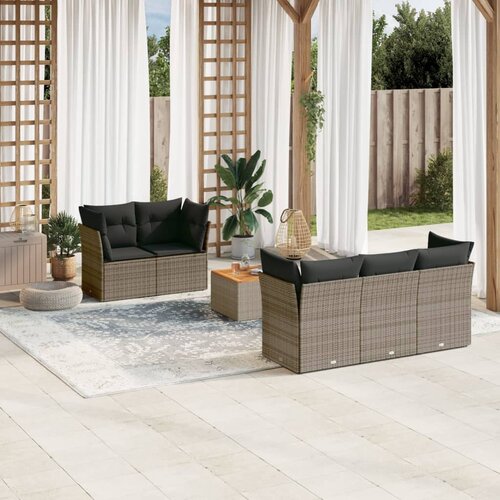 vidaXL 6-dijelni set vrtnih sofa od poliratana s jastucima sivi Cijene