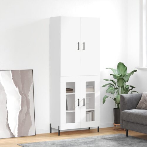 vidaXL Visoka omara bela 69,5x34x180 cm inženirski les Cene