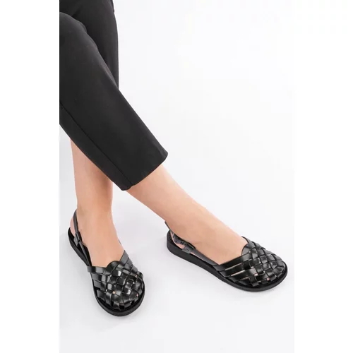 Marjin Women's Genuine Leather Sandals with Eva Sole Nifat black