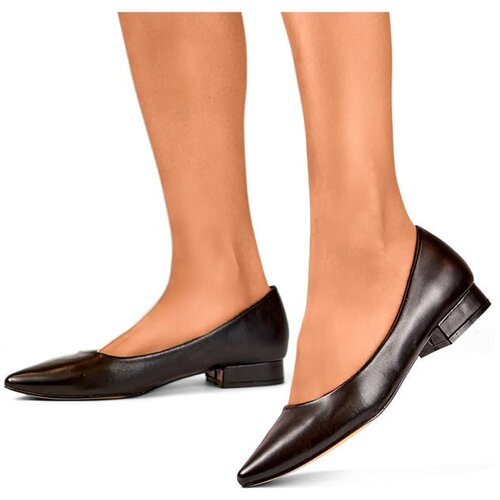 primohurt Black classic shoes with a leather insole, women's pointed-toe pumps with a low heel Cene