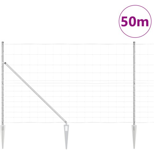 VidaXL Ograda na polju 1,5x50 m Galvanizirana čelika Slike
