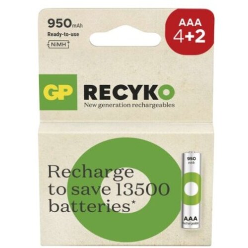 Gp polnilna baterija ReCyko 950 mAh HR03 (AAA) 4+2kos, B25116 Cene