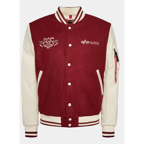 Alpha Industries Bomber jakna Varsity Air Force 138107 Bordo rdeča Regular Fit