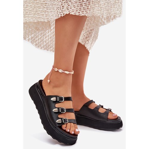 Boto Women Platform Slippers With Straps Black Nimiotte Cijene