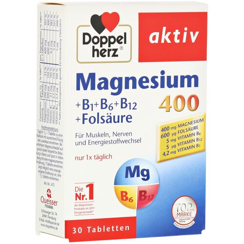 Doppelherz aktiv magnezijum 400, b vitamini i folna kiselina 30 tableta Slike