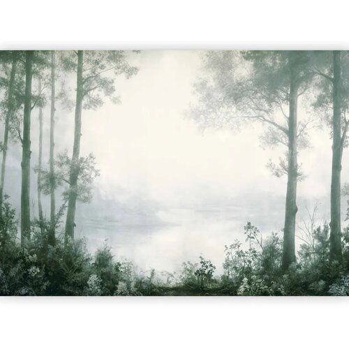  Foto tapeta - Retro Landscape - Grove Trees and Pond in Patinated Shades of Green 500x350 Premium Cijene