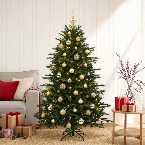  Umjetno božićno drvce s kuglicom 120 cm 150 LED lampica - 120 cm s LED žaruljama i zlatnim kuglicama Cijene