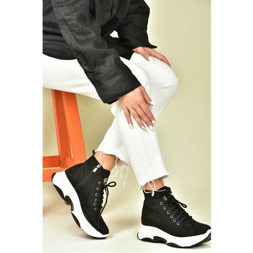 Fox Shoes Women's Black Suede Filled Sole Sneakers Slike