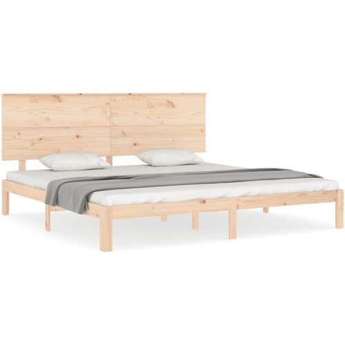 Maison Chic Posteljni Okvir - Dvoposteljna postelja z vzglavjem trden les, (22080438) Cene
