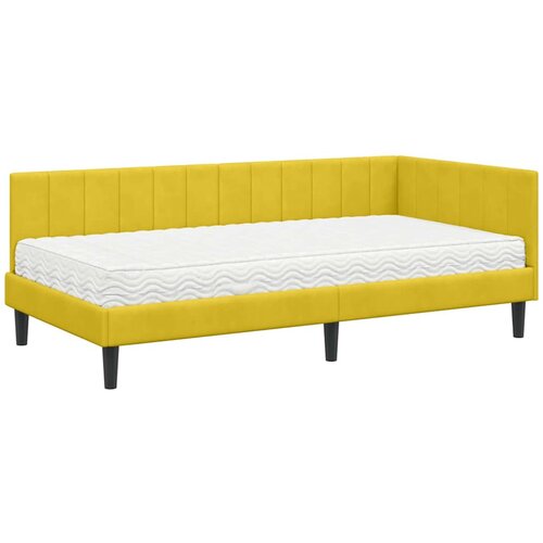 VidaXL Kotna postelja z vzmetnico Rumena 100 x 200 cm Žamet, (5000075346) Slike