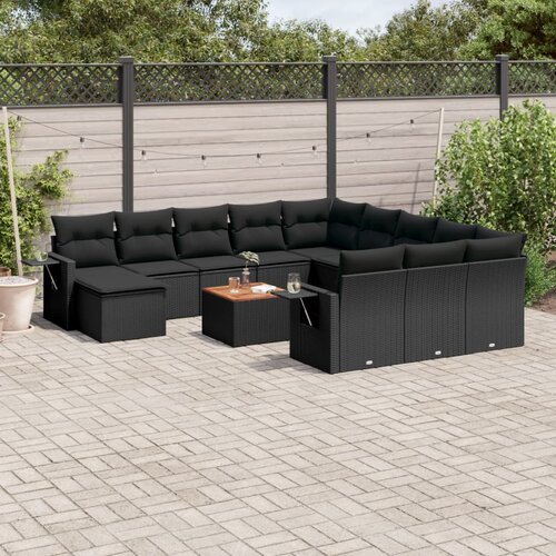  13-dijelni set vrtnih sofa s jastucima poliratan crni Cijene