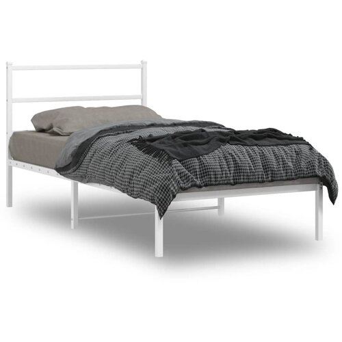  The Living Store Kovinski posteljni okvir z vzglavjem bel 107x203 cm - Posteljni Okvir, (21526592) Cene